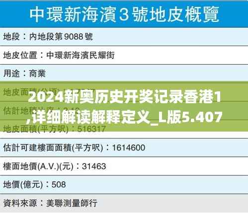 2024新奥历史开奖记录香港1,详细解读解释定义_L版5.407