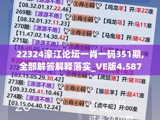 22324濠江论坛一肖一码351期,全部解答解释落实_VE版4.587