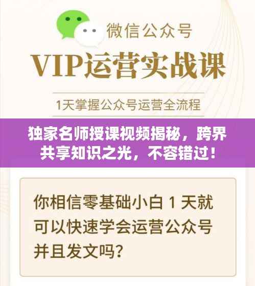 独家名师授课视频揭秘,跨界共享知识之光,不容错过!