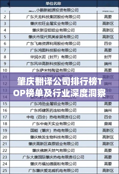 肇庆翻译公司排行榜TOP榜单及行业深度洞察揭秘